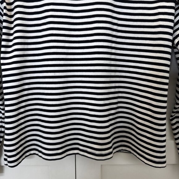 H&M Black & White Striped Ruffle Long Sleeve Top Size Medium - Picture 6 of 15